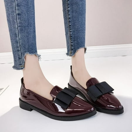 

Women Flat Oxford Casual Classic Shoes With Pointed Toe Butterfly-Knot