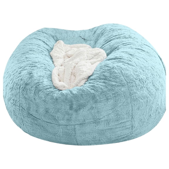 Giant Fur Bean Bag Chair Cover, Ultra Soft Bean Bag Bed for Adults (No Filler, Cover Only), Big Round Soft Fluffy Faux Fur Bean Bag Lazy Sofa Bed Cover, Machine Washable Big Size Bean Bag Cover