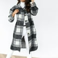 thumbnail image 2 of Women Coats and Jackets Clearance Womens Plaid Long Wool Coat Shacket Jackets Long Sleeve Casual Boyfriend Flannel Shirts, 2 of 7