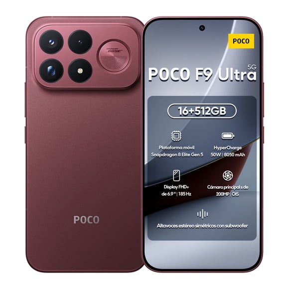 Smartphone Xiaomi POCO F9 Ultra 5G 512GB 16GB RAM 6.9" 185Hz 8050mAh 100W Snapdragon 8 Elite Gen 5 Dual SIM Android 16 - Rojo