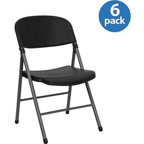 Black Plastic Folding Chair Set Of 6 Walmart Com Walmart Com