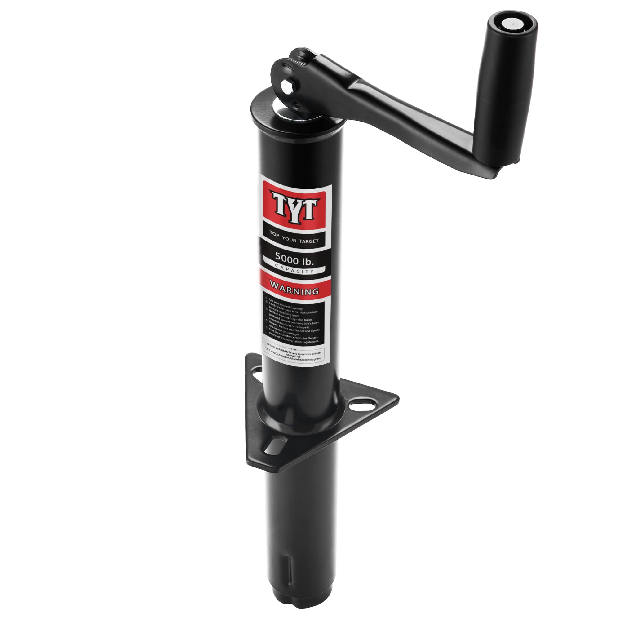TYT Heavy Duty 5000 lbs A-Frame Trailer Jack with 15" Top-Wind Vertical Travel, Black Sandblast Coating, and Foot Plate for RVs, Boat, Utility, and Camping Trailers