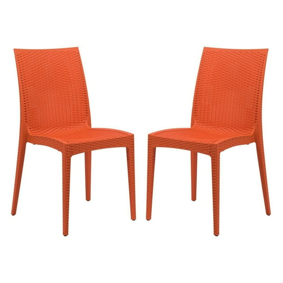 Weave Mace Indoor Outdoor Dining Chair (Armless), Set Of 2 - Orange