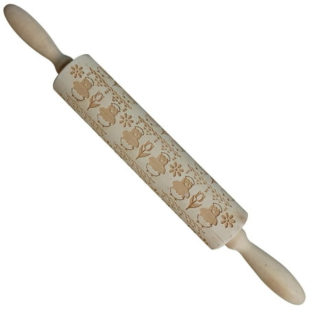 

Easter Kitchen supplies Wooden Easter Bunny Carrot Rolling Pin Printed Cookie Dough Stick F