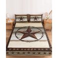 thumbnail image 2 of Twin XL Size Fitted Sheet Set - Texas Star Farm 2 Piece Bedding Sets 16" Deep Pocket Fitted Sheet with 1 Pillowcases, Vintage Country Star Brown Wood Grain Brushed Microfiber Hotel Luxury Bed Sheets, 2 of 9