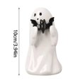 thumbnail image 2 of Halloween Ghost Decorations Figurine, Cute Ghost Figurine, Mini Halloween Ghost with Pink Pumpkin Holding Bat - Decorative Statue for Bookshelf, Terrace, Bedroom, Tabletop, 2 of 7