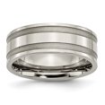 thumbnail image 1 of Titanium Grooved 8mm Brushed and Polished Band Ring 7.5 Size, 1 of 6