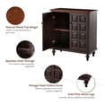 thumbnail image 4 of COZAYH Retro 2 Door Storage Cabinet With Plaid Pattern Front, Vintage Side Table For Bedroom, Living Room, Handles, Two-Shelves, Pine Wood, Brown, Natural Wood, 4 of 8