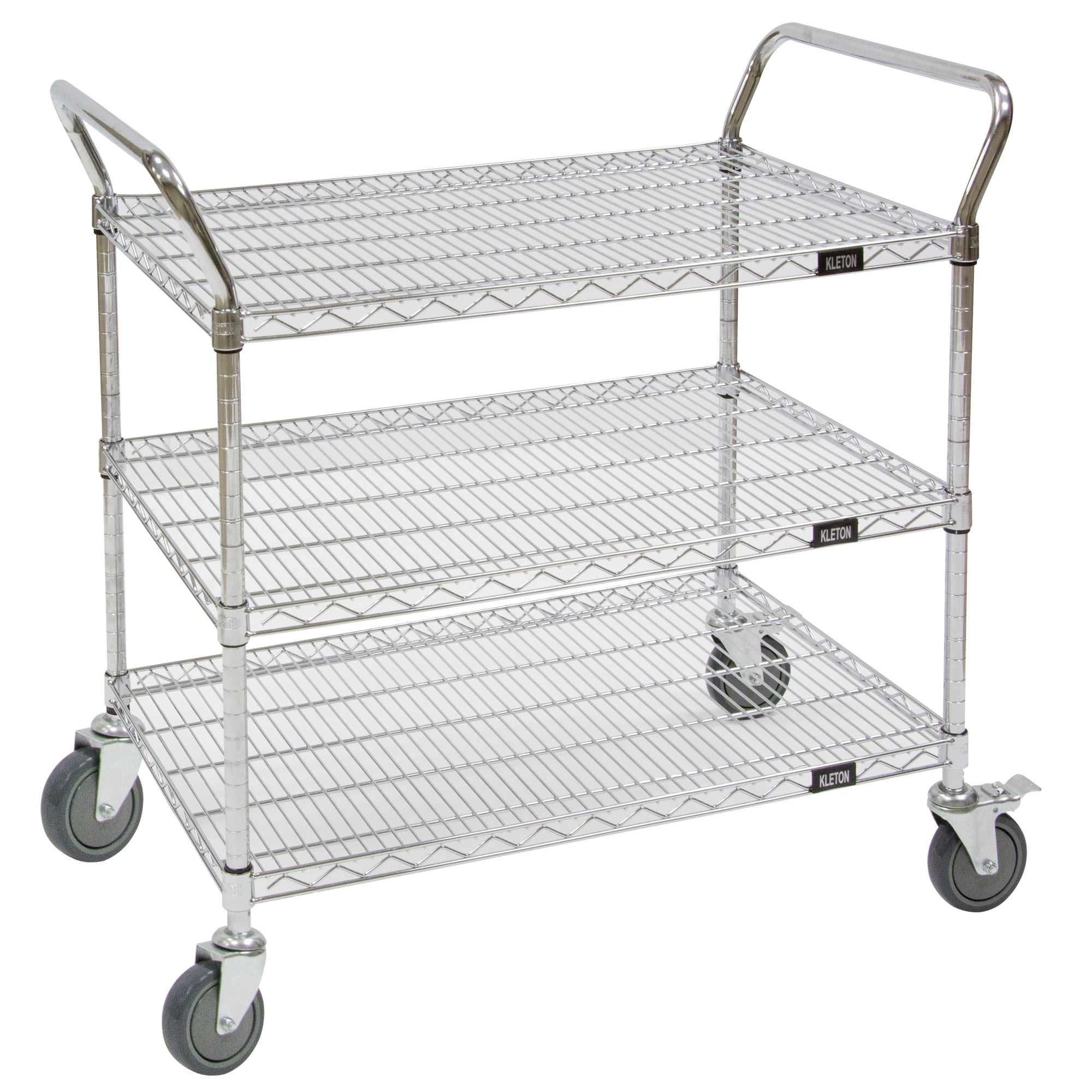Kleton Wire Mesh Utility Cart, 18" x 36" x 39", 5Inch Rubber Casters