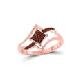 thumbnail image 1 of Solid 10k Rose Gold Round Red Diamond Diagonal Square Cluster Engagement Wedding Anniversary Ring Band 1/6 Ct. - Size 7, 1 of 2