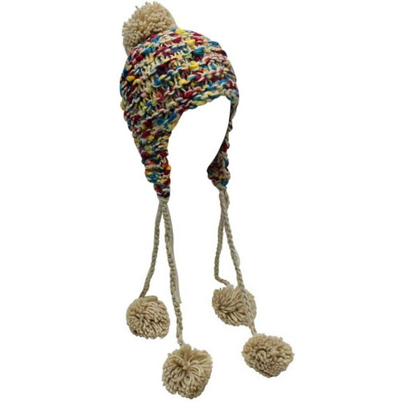 Black Thick Chunky Trapper Hat With Long Pom Poms