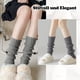 thumbnail image 1 of Qarigey Calentadores de piernas tejidos a la moda, se mantienen cálidos y elegantes durante todo el invierno, calcetines largos de ganchillo Medias Blanco, 1 of 6