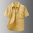 thumbnail image 2 of Men's Short Sleeve Casual Shirt Nylon Workwear Button Down with Multiple Pockets Loose Fit Comfortable for Daily Wear Spring Summer Fall Mens Summer Lightweight Pullover Tee Shirts, 2 of 3