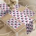 thumbnail image 2 of Ambesonne Owl Table Runner & Placemats, Valentines Animals Lovebirds, Placemat 4 pcs + Runner 16"x72", Navy Blue Pink and White, 2 of 2