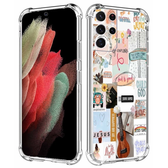 Christian Life Case for Samsung Galaxy S21 Ultra,Aesthetic Art Design Pattern Soft TPU Bumper Case Cover