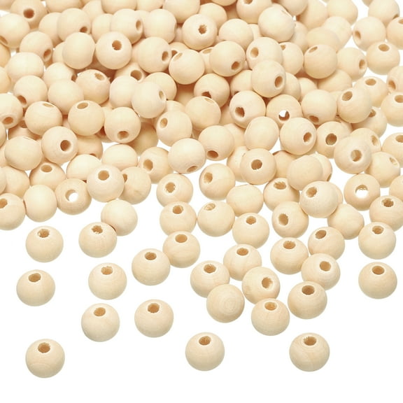 Uxcell 8mm Natural Wood Beads, 400 Pack Unfinished Wooden Beads Round Loose Beads Spacer Beads