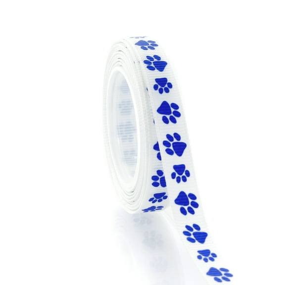 3/8" Royal Blue Paw Grosgrain Ribbon 5 Yard