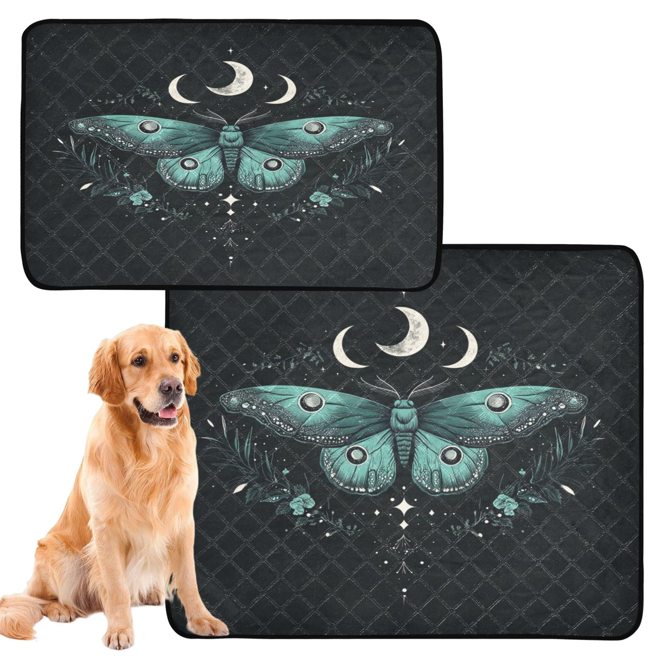 Qxltty Green Moth Cat litter Pads Pet Set of 3 Diaper Mats Center Anti-leakage Layer Absorbent Soft and Comfortable