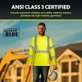 thumbnail image 2 of Moisture Wicking High Vis Long Sleeve Shirt, ANSI Class 3 Rated High Visibility Work Shirt with Reflective Tape, Large, 2 of 6