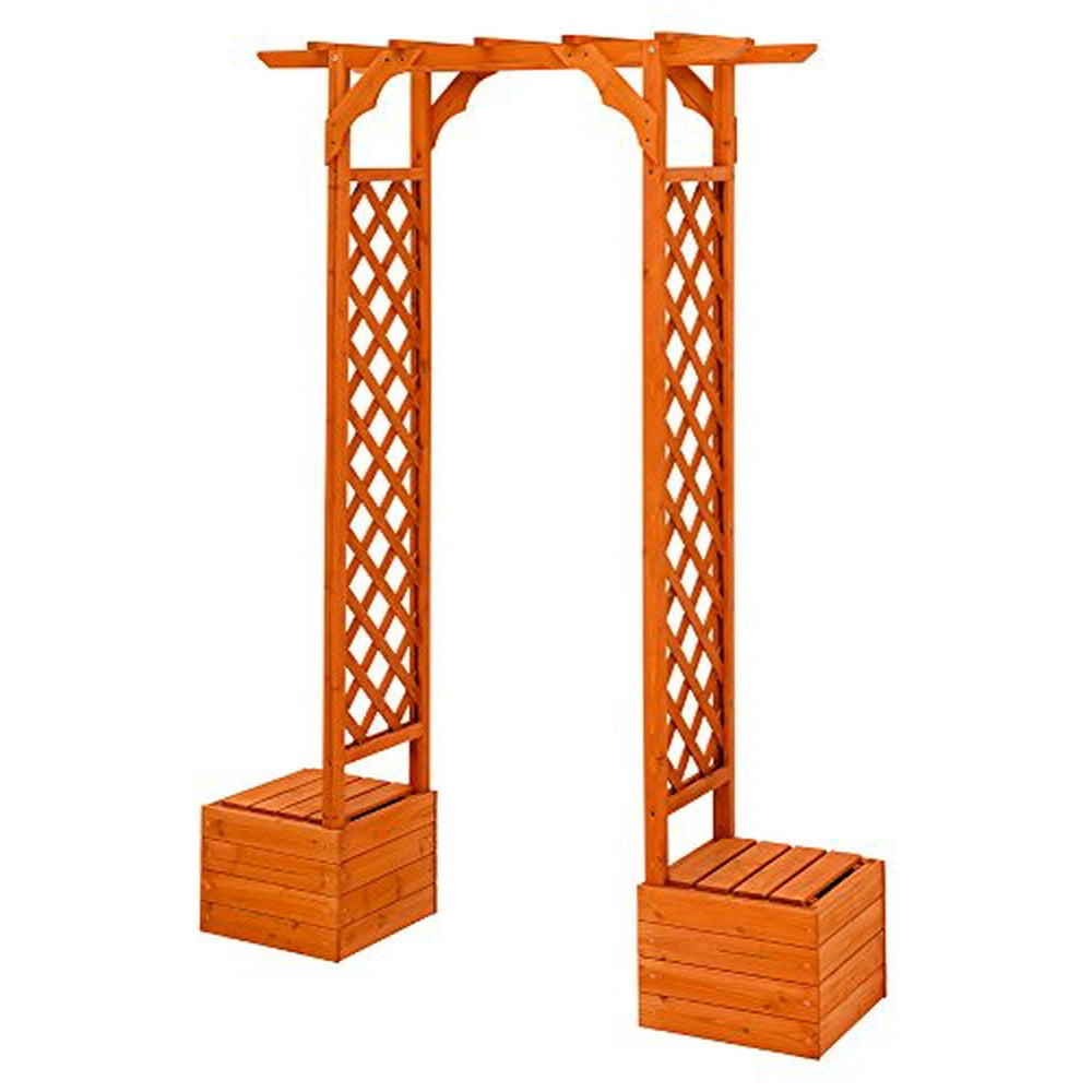 Garden Trellis Arch with 2 Planters 83.25â€ H w/ Lattice Sides