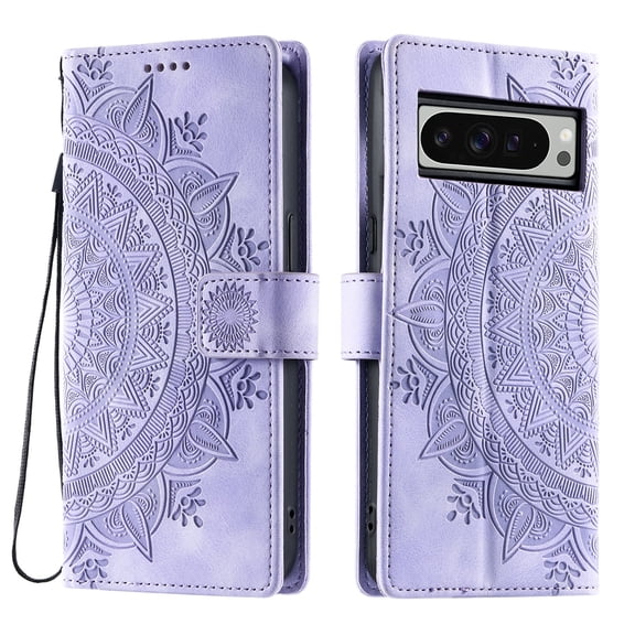 Allytechgroup Case for Google Pixel 10A with Wrist Strap, Bulit-in Card Holder Flip Wallet PU Leather Case Anti-Fingerprint Non-Slip Shockproof Protective Back Cover for Women Girls, Purple