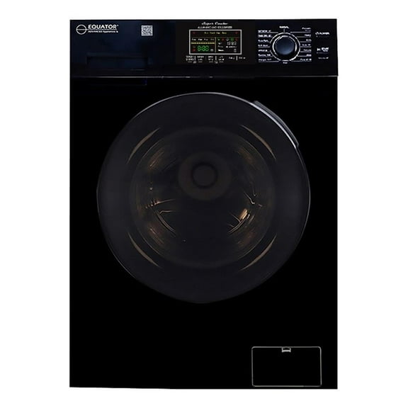 Pemberly Row Contemporary 1.62cf Plastic Washer Dryer in Black