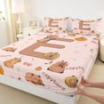 thumbnail image 4 of Erosebridal Kids Brown Capybara Bed Sheets, Initial Letter E King Sheets, 4-Piece, 4 of 5