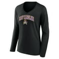 thumbnail image 2 of Women's Fanatics Black ECU Pirates Evergreen Campus Long Sleeve V-Neck T-Shirt, 2 of 3