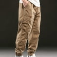 thumbnail image 5 of YLSDY Mens Baggy Cargo Pants Outdoors Sports Pants Drawstring Casual Loose Fit Elastic Waist Cotton Twill Cargo Pants Khaki 18, 5 of 7