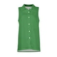 thumbnail image 4 of Kddylitq Summer Button Down Shirts for Women Cotton Linen Collared Tops Sleeveless Gauze Blouses 2024 Casual Work Clothing Tank Tops Green 2XL, 4 of 5