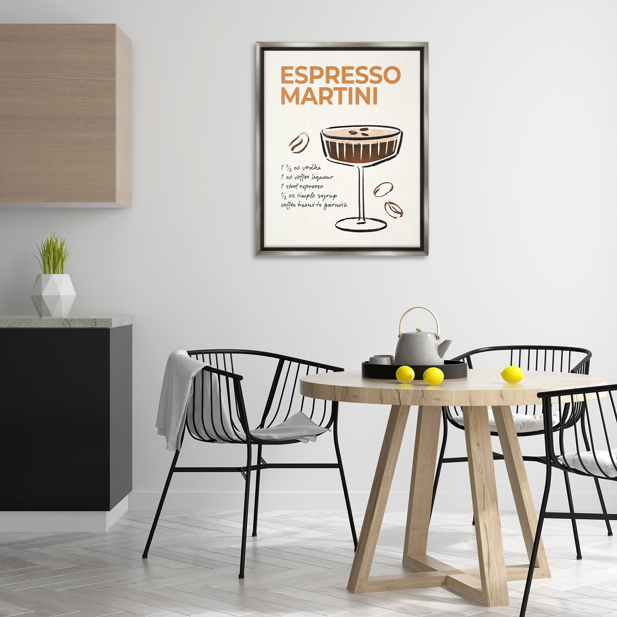 Stupell Industries Espresso Martini Recipe Food & Beverage Painting Gray Floater Framed Canvas Art Print Wall Art, 25 x 31