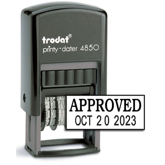 Trodat 4850 Date Stamp with APPROVED, Self Inking Stamp - Black Ink