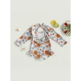 thumbnail image 4 of Bagilaanoe Toddler Baby Girl One-Piece Swimsuit Floral Print Long Sleeve Rashguard Swimwear 3M 6M 12M 18M 24M 3T Kids Ruffle Bathing Suit, 4 of 9