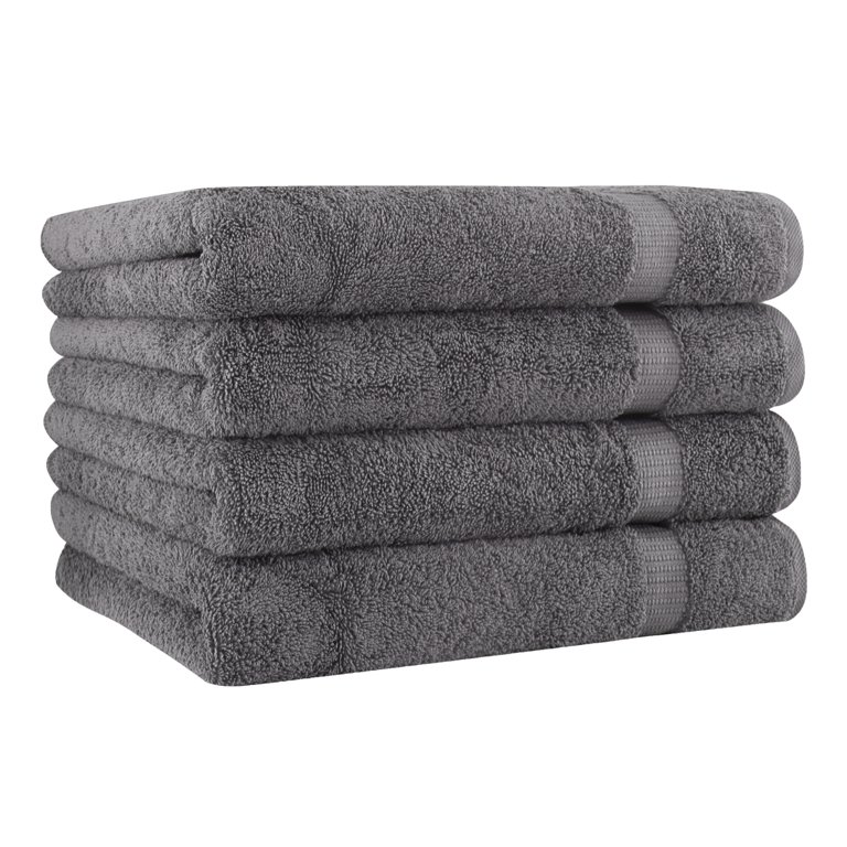 Classic Turkish Towels 4 Piece Solid Print Cotton Bath Towel Collection,  Gray 