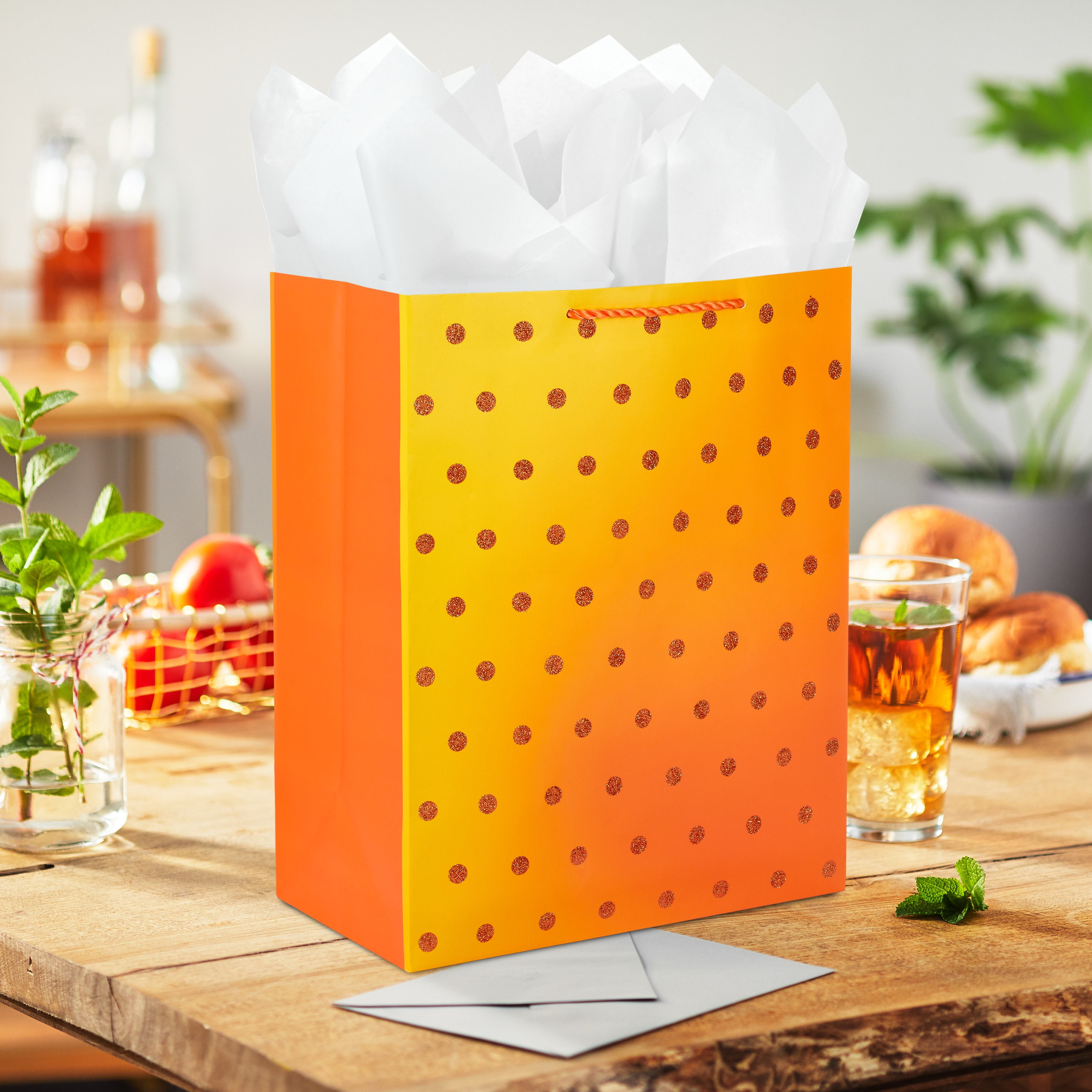 Hallmark Large Gift Bag (Yellow Ombré With Glitter Dots)