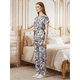 thumbnail image 4 of Conjunto 2 Piezas Estampado Floral, Camisa con Cinturón y Pantalón Amplio, Look Fresco y Elegante para Mujer, 4 of 5