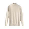thumbnail image 5 of TANGNADE Sweaters for Women Women's Semi Turtleneck Sweater Long Sleeve Solid Color Pullover with A Base Shirt Autumn And Winter Warm Loose Sweater Beige 3XL, 5 of 5