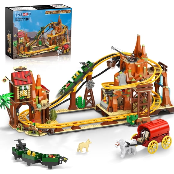 Juego de construcción de montaña rusa INSOON Western con Mine Train 1270 piezas