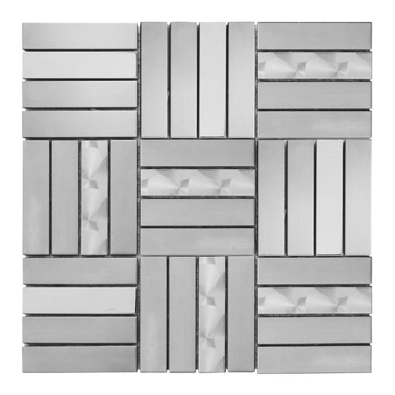 Modket TDH268SS Brushed Nickle Stainless Steel Swirling Effect Parquet Mosaic Tile Backsplash
