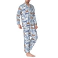 thumbnail image 2 of Hirioo Seal Fox Seagull Whales for Men's Pajama Sets 2 Piece Pjs Men's Long-Sleeved Pajama Set Button Down Sleepwear,S-XXL-Medium, 2 of 7