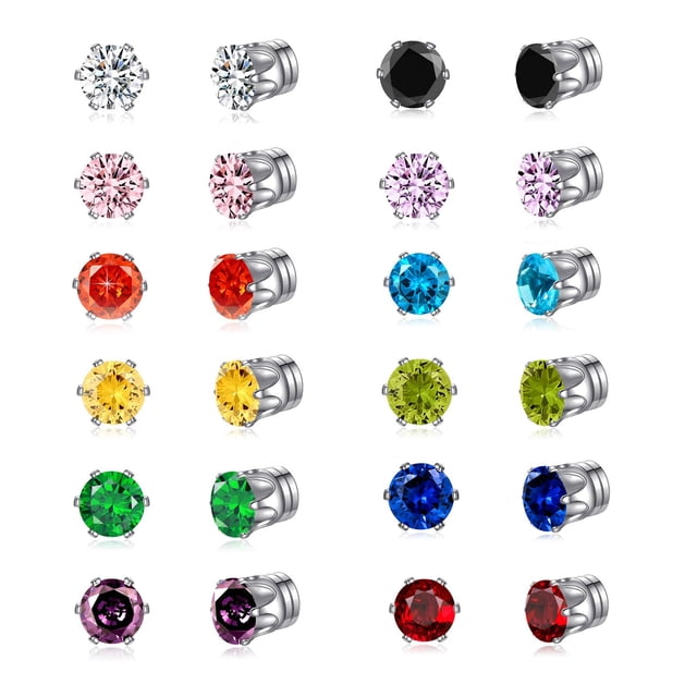 Pendientes magnéticos Spiritlele con circonitas cúbicas coloridas, 5 mm, 12