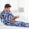 thumbnail image 6 of Naloa Blue Lightning2 Men’s Pajamas Set - Long Sleeve Button Down Sleep Shirt and Pajama Bottoms Sleepwear Set-Large, 6 of 7