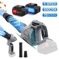 ALILYY Leaf Blower Cordless Blower with 2×5.0Ah Batteries & Fast Charger 500CFM 5 Speed Handheld Leaf Blower for Patio,Lawn,Yard,Snow Blowing,Dust,Sawdust,Grey