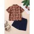 thumbnail image 4 of Bagilaanoe 2pcs Toddler Baby Boy Short Pants Set Print Short Sleeve Shirt Tops + Shorts 12M 18M 24M 3T 4T 5T Kids Casual Summer Outfits, 4 of 9