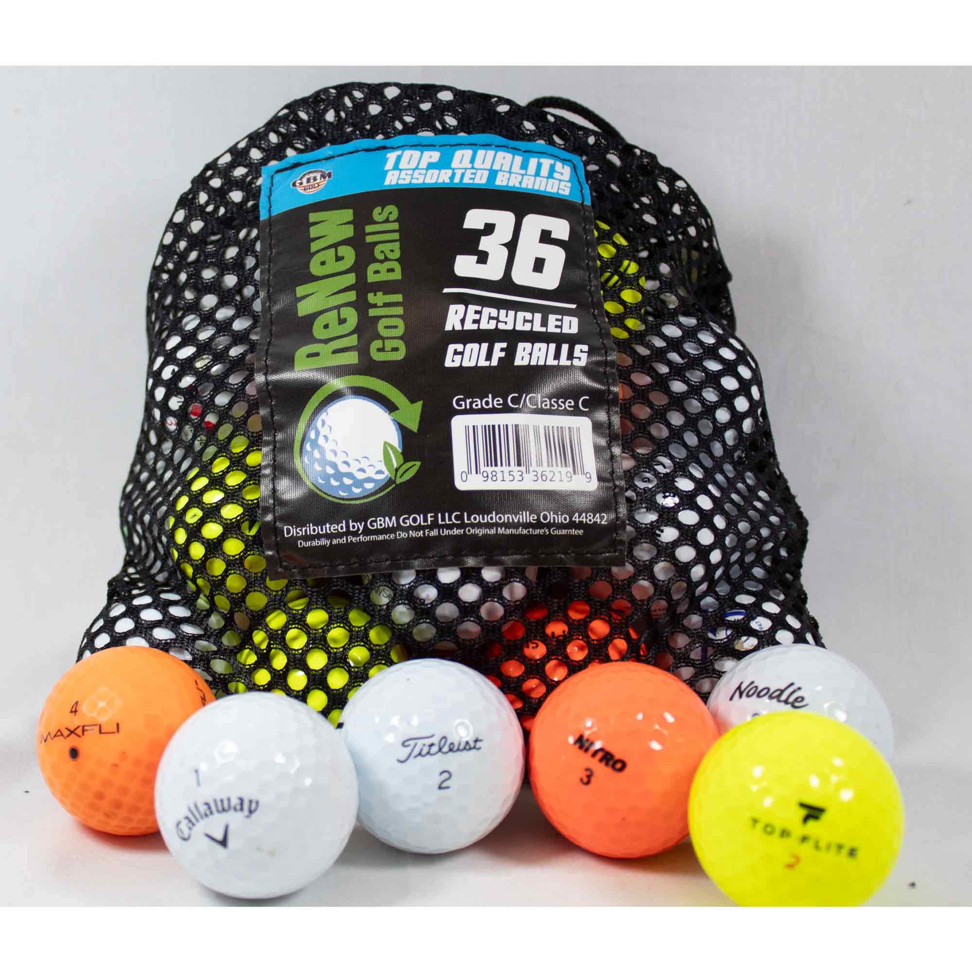 Pre-Owned Mixed Brand Golf Balls with Mesh Storage Bag, 36 Pack