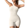 thumbnail image 3 of Arvbitana Women Bodycon Yoga Jumpsuits One Shoulder Workout Romper Ribbed Sleeveless Short Catsuit Playsuit, 3 of 6