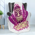 thumbnail image 4 of Tiki Bar Soft Flannel Fleece Throw Blanket, Tiki Culture Surfboards Hibiscus Hand Drawn Aloha Art, Cozy Plush for Indoor and Outdoor Use, 50" x 70", Pale Yellow Hot Pink, by Ambesonne, 4 of 5