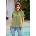 thumbnail image 3 of PRETTYGARDEN Womens Summer Tops Trendy Mock Neck Puff Sleeve Blouse Dressy Casual Business Western Shirts Spring Clothes, 3 of 9