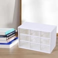 thumbnail image 3 of Caja de almacenamiento con cajón de escritorio, a prueba de polvo, organizador de escritorio de 3 niveles para 9 Rejilla Blanca, 3 of 8