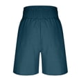 thumbnail image 4 of Nestiefly Linen Shorts for Womens Casual Summer High Waisted Wide Leg Lounge Beach Vacation Shorts with Pockets 2026 Spring Royal Blue 2XL, 4 of 8